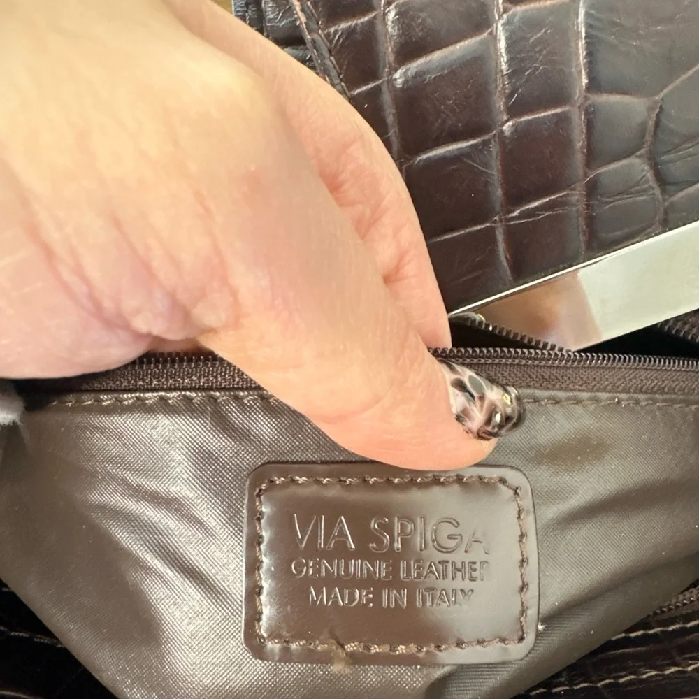 Via Spiga Genuine Croc Embossed Leather Mini Bag